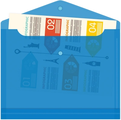 Конверт на кнопке Бюрократ -PK860BLU/1 A4 гориз. расшир. пластик 0.18мм синий