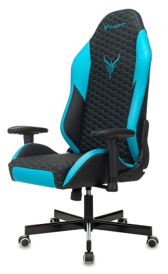 Кресло игровое Knight Neon черный/голубой соты экокожа с подголов. крестов. металл