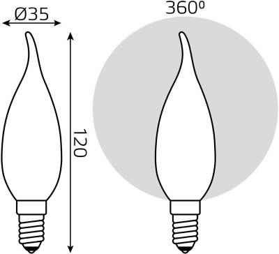 Лампа светодиодная Gauss Filament 104201209-D 9Вт цок.:E14 свеча 220B св.свеч.бел.нейт. (упак.:10шт)