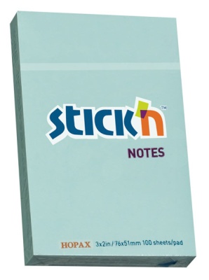 Блок самоклеящийся бумажный Stick`n 21146 51x76мм 100лист. 70г/м2 пастель голубой