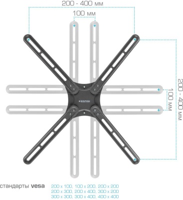 Кронштейн для телевизора Kromax CORBEL-6 черный 22"-65" макс.30кг настенный поворот и наклон