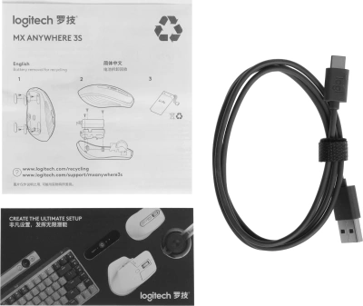 Мышь Logitech MX Anywhere 3S графитовый оптическая 8000dpi silent беспров. BT/Radio USB для ноутбука 5but (910-006938)