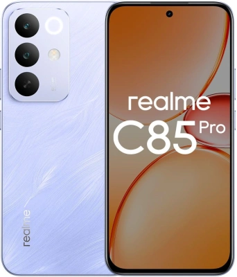 Смартфон Realme RMX5555 C85 Pro 128Gb 6Gb фиолетовый моноблок 3G 4G 6.78" 1080x2400 Android 14 50Mpix 802.11 a/b/g/n/ac NFC GPS GSM900/1800 GSM1900 Protect