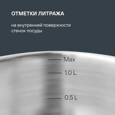 Ковш Rondell Strike RDS-812 1.3л. d=16см (с крышкой) стальной