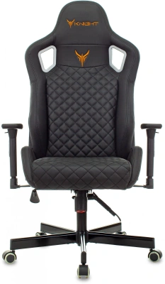 Кресло игровое Knight Outrider черный ромбик экокожа с подголов. крестов. металл