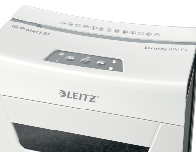 Шредер Leitz IQ Protect Premium 8X белый (секр.P-4) фрагменты 8лист. 14лтр. скрепки скобы