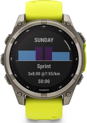 Смарт-часы Garmin Fenix 8 Solar 47мм 1.3" MIP корп.серебристый рем.желтый (010-02906-21)