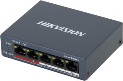 Коммутатор Hikvision DS-3E0105P-E/M(C) 4x100Мбит/с 4PoE+ 35W неуправляемый