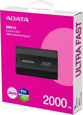 Накопитель SSD A-Data USB-C 2TB SD810-2000G-CBK SD810 черный