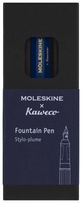 Ручка перьев. Moleskine Kaweco (KAWFOUNTPENMBLUE) синий M сталь нержавеющая/позолота син. черн. подар.кор.