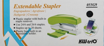 Степлер ручной Kw-Trio 055G9BLACK 24/6 26/6 (20листов) снижение усилия черный/белый 100скоб металл коробка