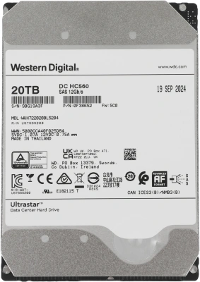 Жесткий диск WD SAS 3.0 20TB 0F38652 WUH722020BL5204 Server Ultrastar DC HC560 512E (7200rpm) 512Mb 3.5"