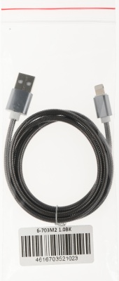 Кабель Premier 6-703M2 1.0BK USB (m)-Lightning (m) 1м черный пакет