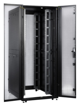 Шкаф серверный ЦМО (ШТК-СП-48.8.12-44АА-9005) напольный 48U 800x1130мм пер.дв.перфор. задн.дв.перфор. 2 бок.пан. 1350кг черный 890мм 170кг 180град. 2215мм