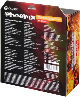 Наушники с микрофоном Оклик HS-L320G Phoenix черный/красный 1.9м мониторные оголовье (359482)