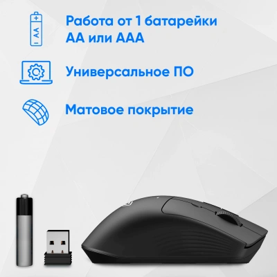 Мышь Оклик 501MW черный оптическая 2400dpi беспров. USB для ноутбука 6but (1877553)