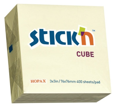 Блок самоклеящийся бумажный Stick`n 21072 76x76мм 400лист. 70г/м2 пастель желтый