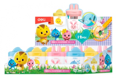 Точилка для карандашей ручная Deli ER01300 1 отверстие пластик ассорти дисплей