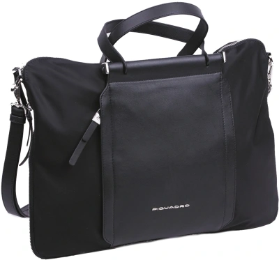 Деловая сумка женская Piquadro Lyra CA4021W92T/N с отделением для ноутбука 15.6" черная ткань/натур.кожа