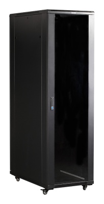 Шкаф серверный Lanmaster (TWT-CBB-42U-8X10-G1) напольный 42U 800x1000мм пер.дв.стекл задн.дв.двуст. 2 бок.пан. 800кг черный IP20