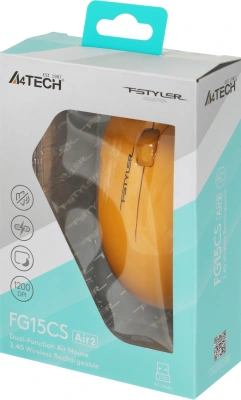 Мышь A4Tech Fstyler FG15CS Air2 желтый оптическая 1200dpi silent беспров. USB для ноутбука 3but
