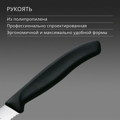 Нож кухонный Victorinox Swiss Classic 6.7233 стальной универсальный для стейка/пиццы лезв.110мм серрейт. заточка черный