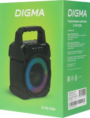 Колонка порт. Digma D-PS1500 черный 10W 1.0 BT 10м 500mAh (SP1500B)
