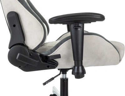 Кресло игровое Knight Regal Fabric светло-серый/серый искусственная замша крестов. металл