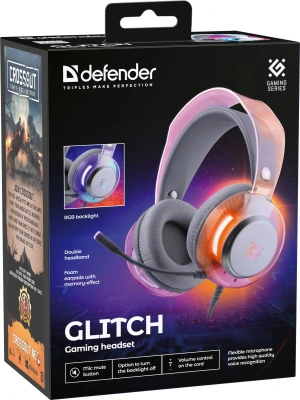 Наушники с микрофоном Defender Glitch белый 21м накладные USB оголовье (62490)