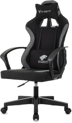 Кресло игровое Knight Optimum черный/серый с подголов. крестов. пластик