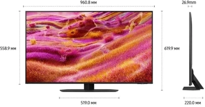 Телевизор QLED Samsung 43" QE43QN90FAUXRU Series 9 черный титан 4K Ultra HD 120Hz DVB-T2 DVB-C DVB-S2 USB WiFi Smart TV