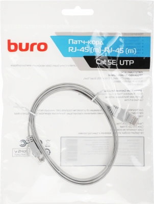 Патч-корд Buro Flat 10Гбит/с 4 пары cat.5E Cu molded 1м серый RJ-45 (m)-RJ-45 (m) (BU-5E-FLAT-1M-G)
