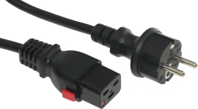 Шнур питания Lanmaster LAN-PP19L/SH-1.0-BK C19-Schuko проводник.:3x1.5мм2 1м 220В 16А черный