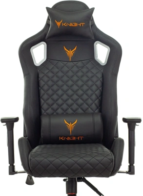 Кресло игровое Knight Outrider черный ромбик экокожа с подголов. крестов. металл