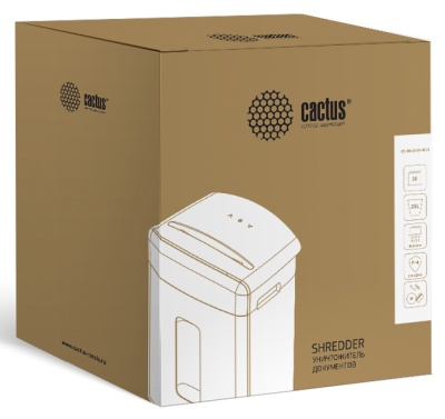 Шредер Cactus CS-SH-16-25-4X12 (секр.P-4) фрагменты 16лист. 25лтр. скрепки скобы пл.карты CD