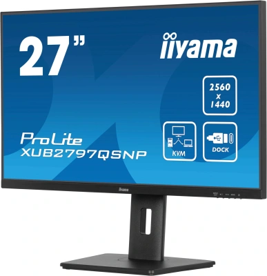 Монитор Iiyama 27" ProLite XUB2797QSNP-B1 черный IPS LED 16:9 HDMI M/M матовая HAS Piv 300cd 178гр/178гр 2560x1440 100Hz DP WQ HD 2K (1440p) USB 6.1кг