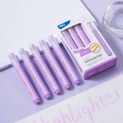 Текстовыделитель Deli EU12S-PR скошенный пиш. наконечник 1-5мм фиолетовый коробка картонная