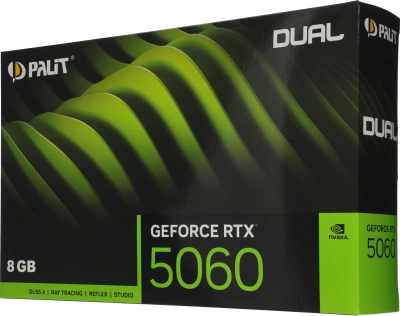 Видеокарта Palit PCI-E 5.0 PA-RTX5060 DUAL NVIDIA GeForce RTX 5060 8Gb 128bit GDDR7 2280/28000 HDMIx1 DPx3 HDCP Ret