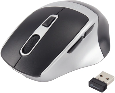 Мышь Оклик 516MW черный/серебристый оптическая 1600dpi silent беспров. BT/Radio USB для ноутбука 6but (1978689)
