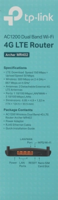 Роутер беспроводной TP-Link Archer MR402 AC1200 10/100BASE-TX/3G/4G черный