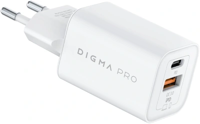 Сетевое зар./устр. Digma Pro DPW6C 65W 3.25A (PD+QC) USB-C/USB-A универсальное белый (DPW6С6GX11WH)