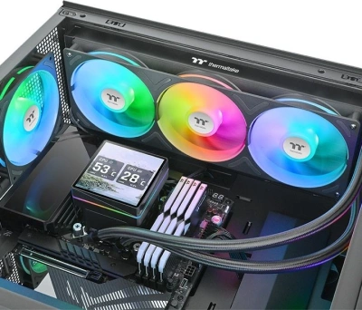 Система водяного охлаждения Thermaltake TH360 V3 Ultra ARGB Soc-AM5/AM4/1200/1700/1851 черный 4-pin 37.8dB Al LCD 365W Ret (CL-W474-PL12SW-A)