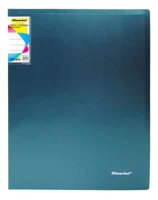Папка с 60 прозр.вклад. Silwerhof Гальвано 292961-75 A4 1мм карман зеленый металлик