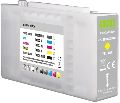 Картридж струйный Cactus CS-EPT693400 T6934 желт.пигм. (350мл) для Epson SureColor SC-T3000/T3070/T3200/T5000/5200 с чипом