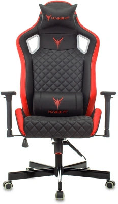Кресло игровое Knight Outrider черный/красный ромбик экокожа с подголов. крестов. металл