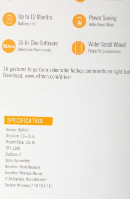 Мышь A4Tech G3-330N черный оптическая 1200dpi беспров. USB 3but