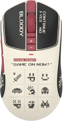 Мышь A4Tech Bloody R72 Ultra Duo белый/красный оптическая 20000dpi беспров. USB/USB-C 7but (R72 ULTRA DUO PIXELS RED)