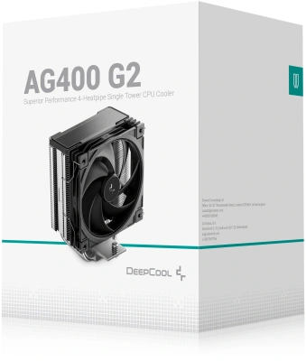 Устройство охлаждения(кулер) Deepcool AG400 G2 Soc-AM5/AM4/1200/1700/1851 серебристый/черный 4-pin 29.22dB Al+Cu 220W 631gr Ret (R-AG400-BKNPMG2-G)