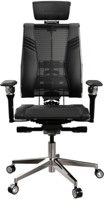 Кресло руководителя эргономичное Метта Yoga Spine Triumph B2 (Черный CC.50.15.13A) Infinity Easy Clean экокожа/сетка с подголов. крестов. алюминий хром