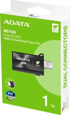 Накопитель SSD A-Data USB3.2 Gen2 1TB SC730-1T-CACTI SC730 черный